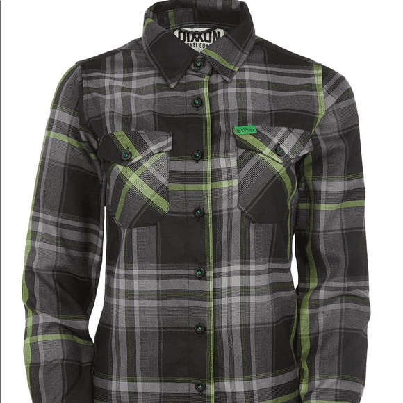 DIXXON SUBLIME Womens Medium Flannel Grey/Green/black - Picture 1 of 5